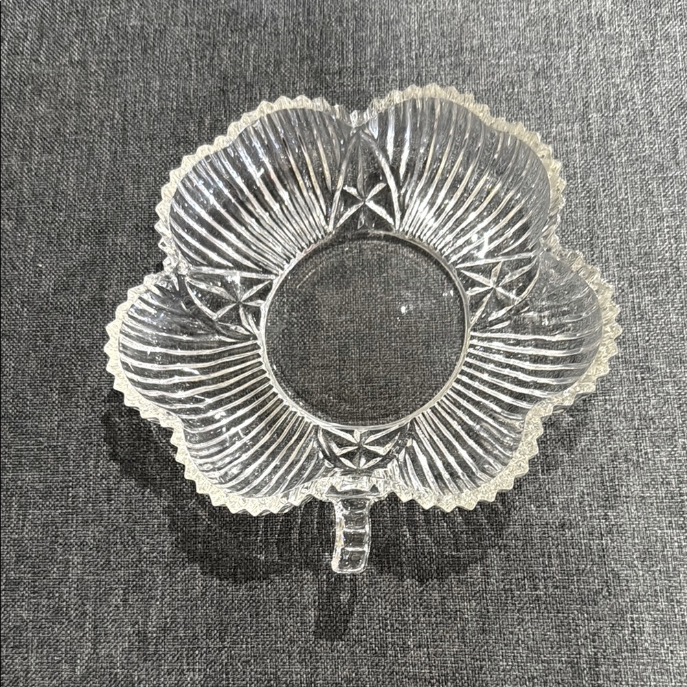 Clear Glass Flower-Shaped Dish